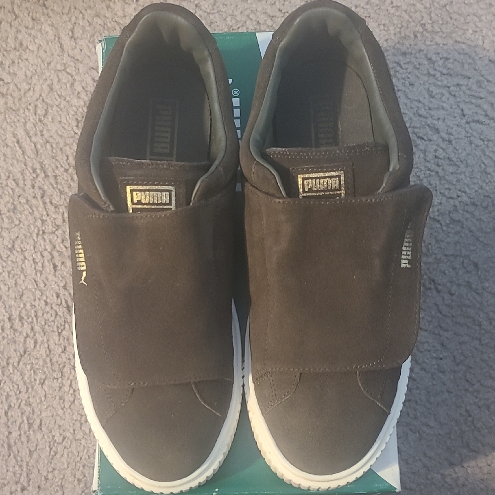 PUMA Women's Olive Green Suede Sneakers